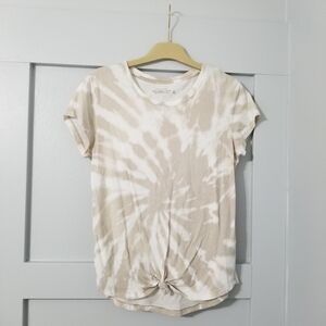 Knotted Crew Tee - Cream Tie Dye (S) - ABERCROMBIE & FITCH